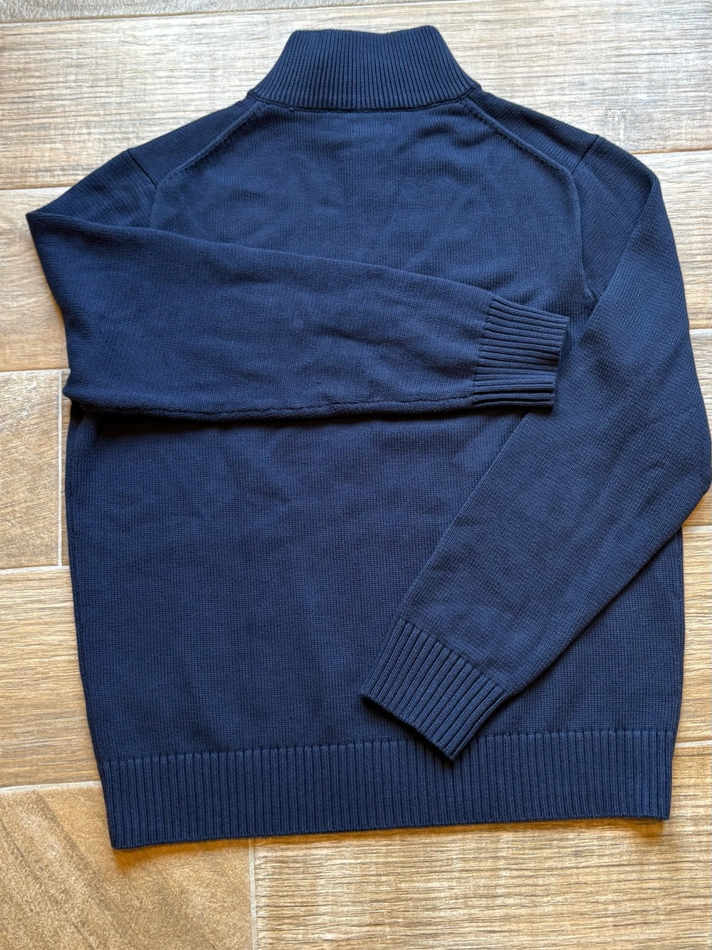 J. Crew Heritage Cotton Quarter-Zip Sweater - Navy Sz Large - Picture 4 of 7
